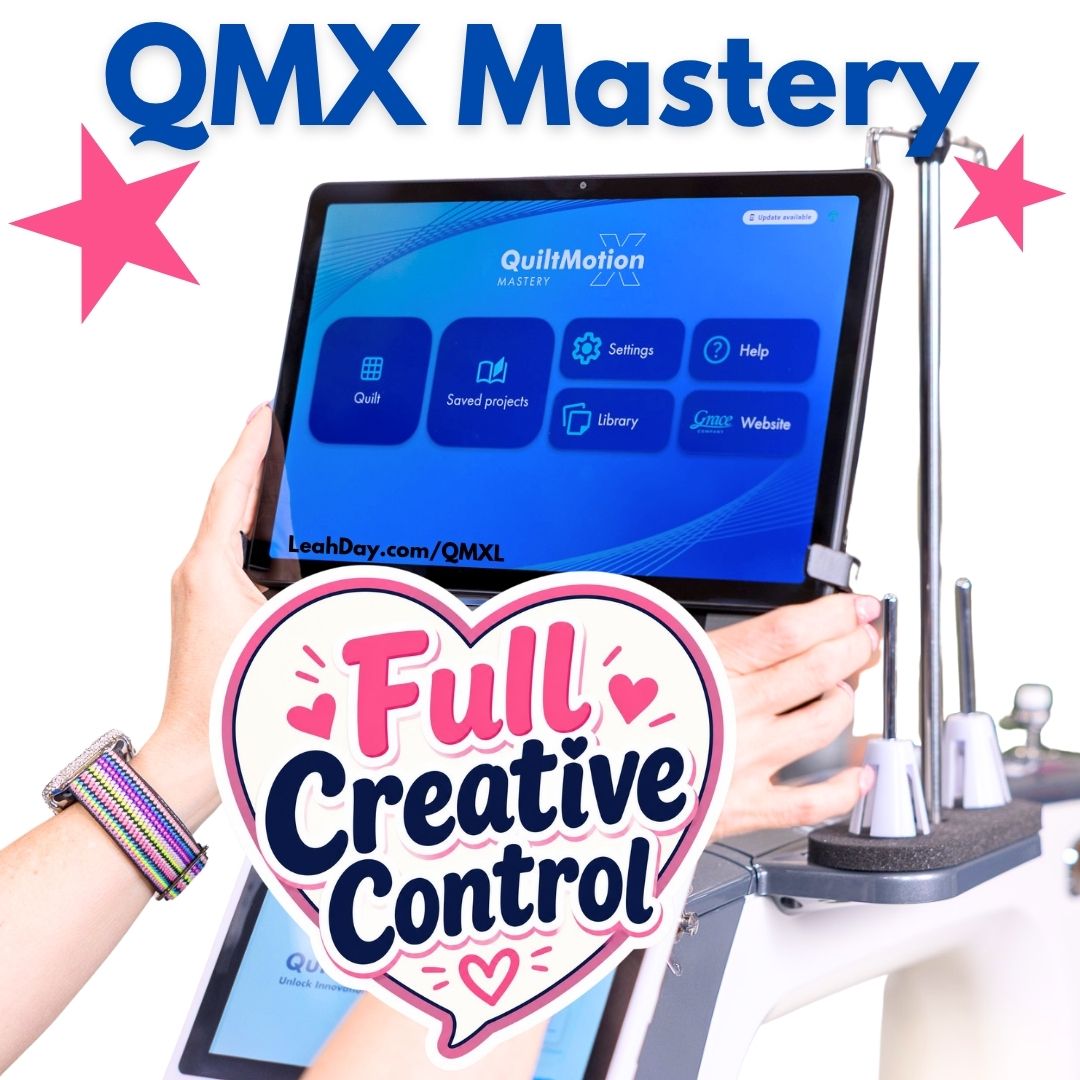 Graphic for QMX Mastery for Longarms and computerized quilting full creative control on a tablet