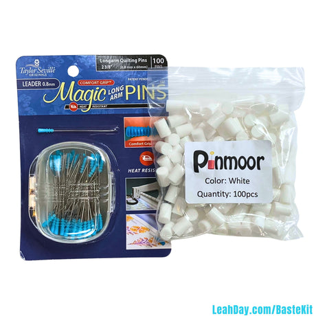 Quilt Basting Kit with White Pinmoor and Magic Longarm Pins