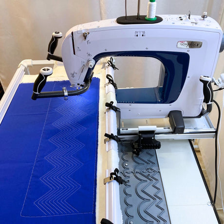 Groovy Board on Hoop Frame with Longarm Machine