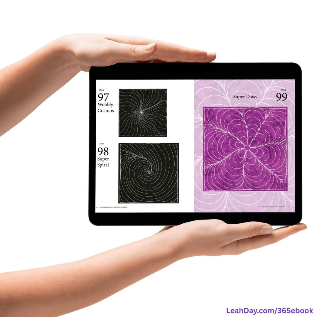 Quilting Ebook 365 Free Motion Quilting Designs on a Tablet