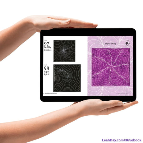 Quilting Ebook 365 Free Motion Quilting Designs on a Tablet